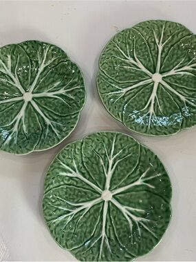 Bordallo Pinhiero Portugal Green Cabbage Leaf 7.5” Salad Plates Set of 3